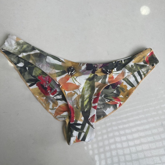 Boys + Arrows orange & green Hawaiian floral ribbed top Bikini vacation pool M/L - Picture 12 of 17